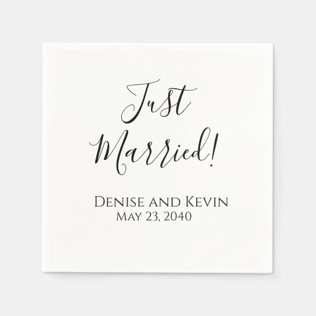 Just Married Personalized Wedding Napkins (Front)