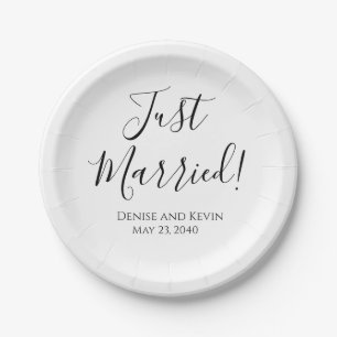 Just Married Personalized Wedding Paper Plates