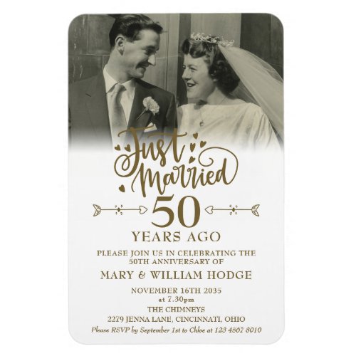 Just Married Photo 50th Wedding Anniversary Magnet