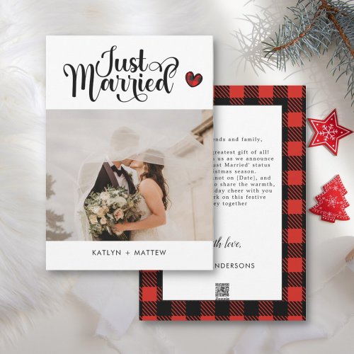 Just Married Photo Christmas Wedding Announcement 