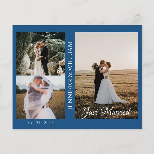 Just Married Photo Collage Wedding Announcement  (Front)