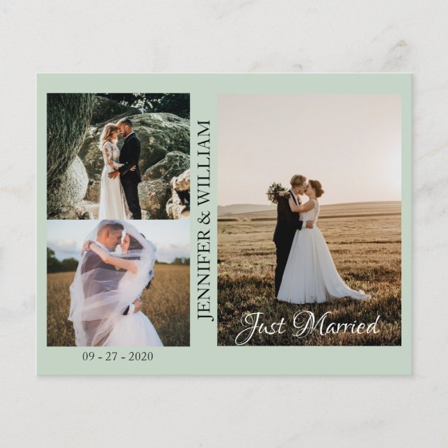 Just Married Photo Collage Wedding Announcement  (Front)