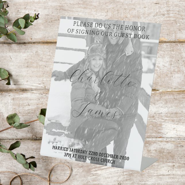 Just Married  Photo Guest Book Tabletop Sign (Creator Uploaded)