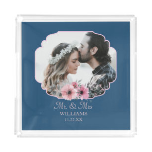 Just Married Photo Portrait Marriage Anniversary Acrylic Tray