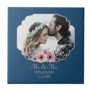 Just Married Photo Portrait Marriage Anniversary Ceramic Tile