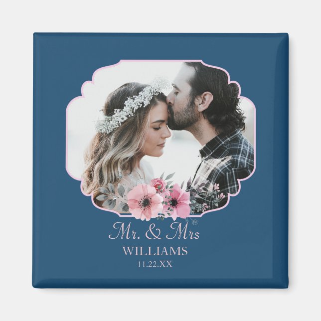 Just Married Photo Portrait Marriage Anniversary  Magnet (Front)