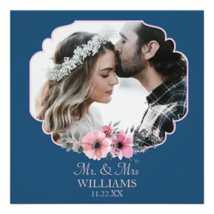Just Married Photo Portrait Marriage Anniversary Print