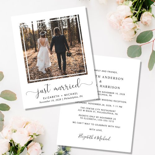 Just Married Photo Wedding Reception Invitation