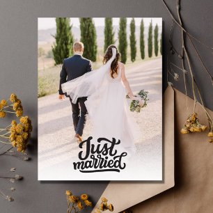 Just Married Photo Wedding Thank You Postcard