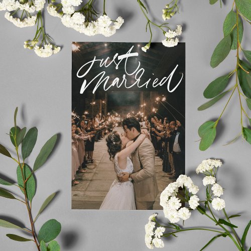 Just Married Photo Wedding Thank You Postcard