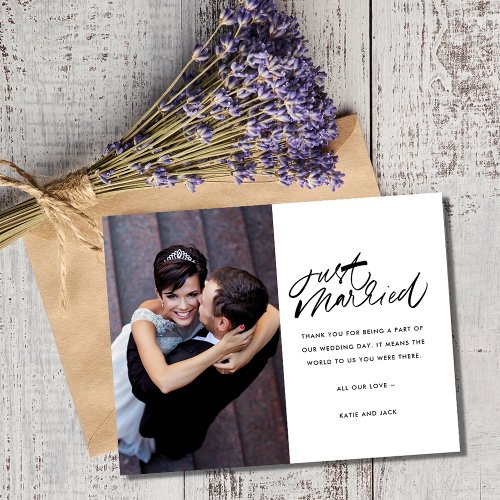 Just Married Photo Wedding Thank You Postcard