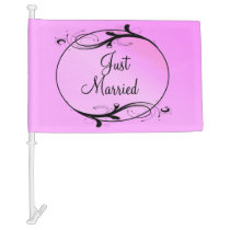 Just Married Pink Car Flag