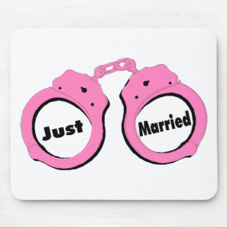 Just Married Pink Handcuffs Mouse Pad