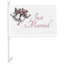 Just Married Pink Wedding Bells Car Flag
