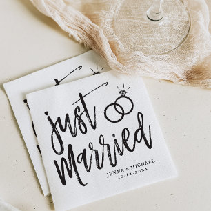 Just Married Post-Nuptial Party Script Napkins