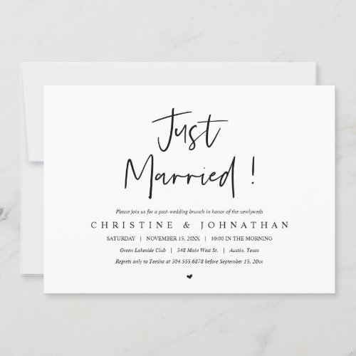 Just married post wedding brunch invitation