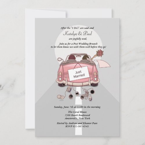 Just Married Post Wedding Brunch Invitation _ Grey