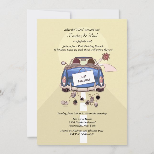Just Married Post Wedding Brunch Invitation - yell (Front)