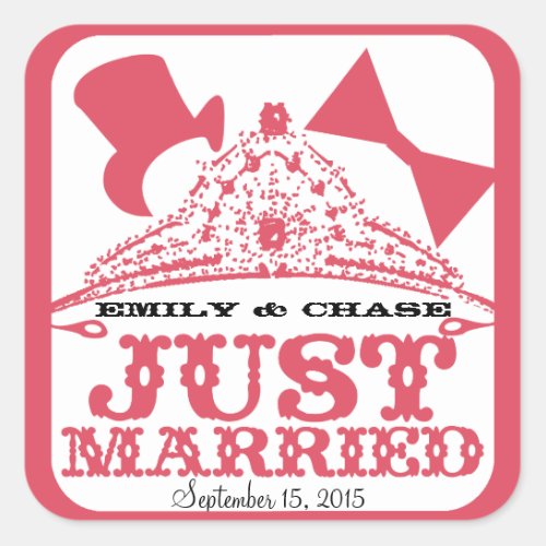 Just Married Princess Bride Tiara Wedding Sticker