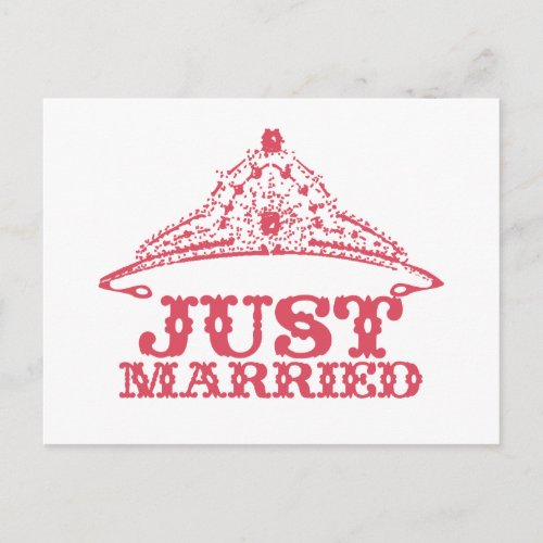 Just Married Princess Bride Tiara Weddings Announcement Postcard