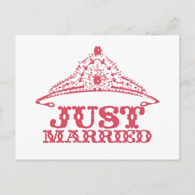 Just Married Princess Bride Tiara Weddings Announcement Postcard (Front)