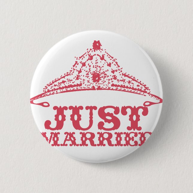 Just Married Princess Bride Tiara Weddings Button (Front)