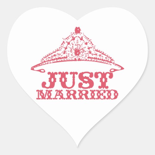 Just Married Princess Bride Tiara Weddings Heart Sticker