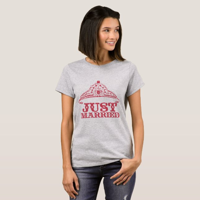 Just Married Princess Bride Tiara Weddings T-Shirt (Front Full)