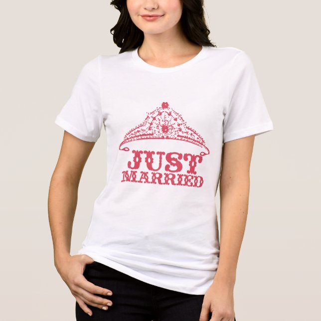 Just Married Princess Bride Tiara Weddings Tri-Blend Shirt (Front)