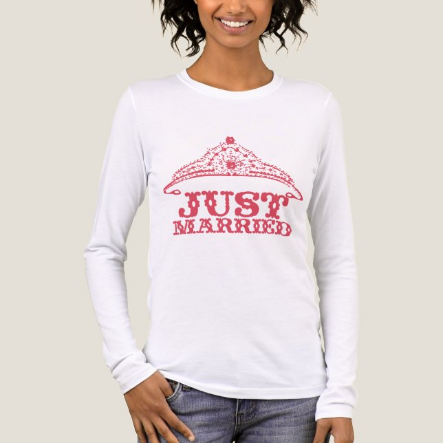 Just Married Princess Bride Tiara Weddings Tri-Blend Shirt (Front)