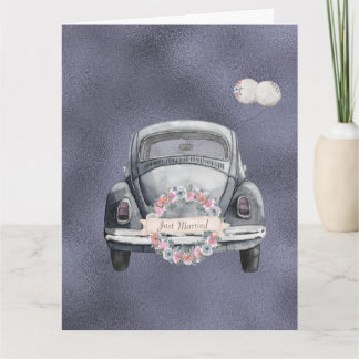 Just Married Purple Lavender Wedding Card