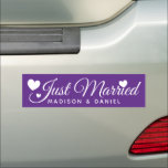 Just Married Purple Personalized Newlywed Wedding Car Magnet<br><div class="desc">Just Married Personalized Name Newlywed Wedding Car Magnet. Personalize this custom design with the names of the bride and groom or with your own text.</div>