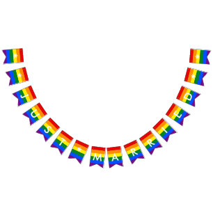 Just Married Rainbow Flag LGBT Pride Wedding Party