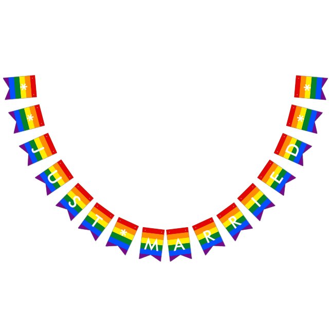 Just Married Rainbow Flag LGBT Pride Wedding Party (All)