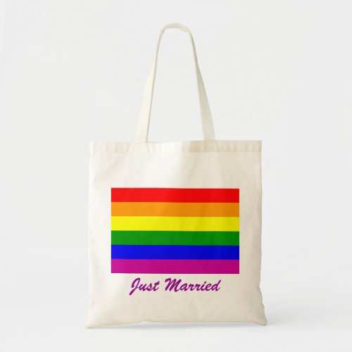 Just Married Rainbow Pride Tote Bag