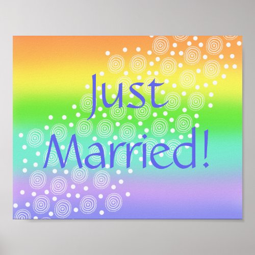 Just Married Rainbow Wedding Car Sign