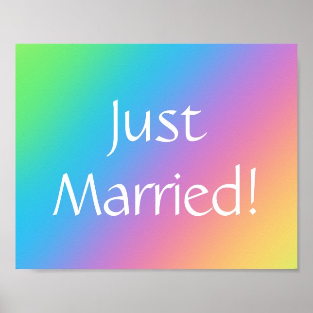 Just Married! Rainbow Wedding Car Sign (Front)