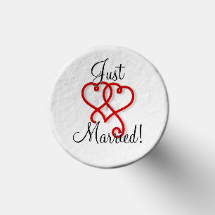 Just Married Red and Black Swirly Hearts Golf Tees