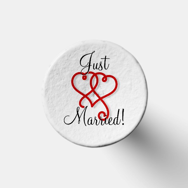 Just Married Red and Black Swirly Hearts Golf Tees (Top)