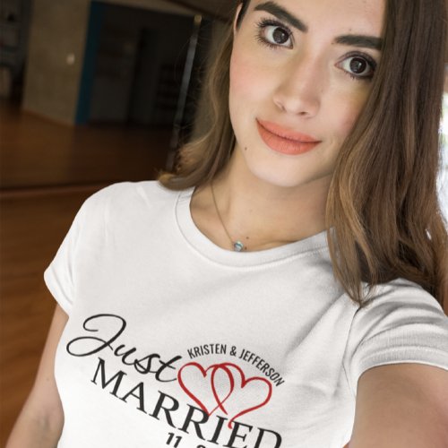 Just Married Red Hearts T_Shirt
