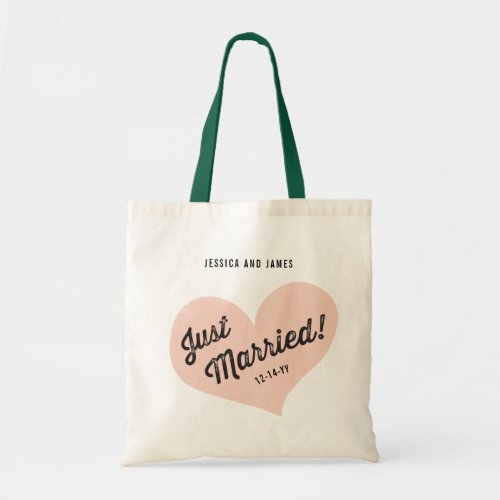 Just Married Retro Heart Tote Bag