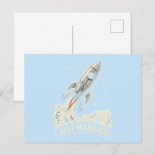 Just Married Rocket Postcard