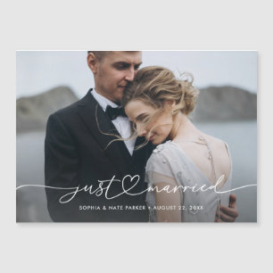 Just Married Romantic Script with Heart and Photo