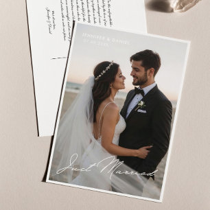Just Married Romantic Wedding Photo Announcement Postcard