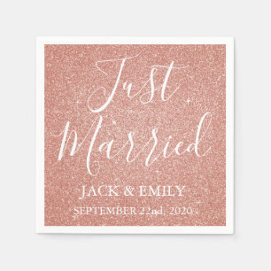 Just Married Rose Gold Blush Pink Napkins