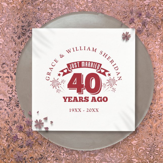 Just Married Ruby 40th Wedding Anniversary Napkins (Just Married Ruby 40th Wedding Anniversary Napkins)