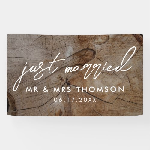 Just Married Rustic Wedding Banner