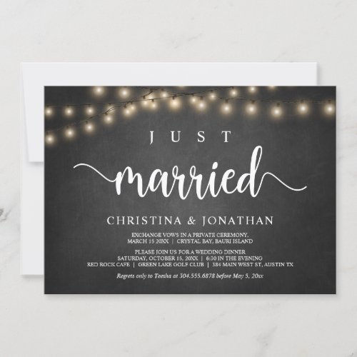 Just married Rustic Wedding Elopement Invitation