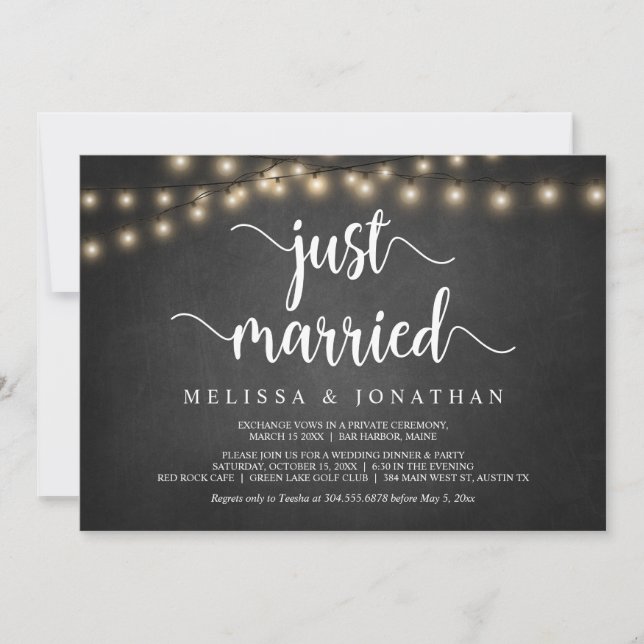 Just married, Rustic Wood, Wedding Elopement Invit Invitation (Front)