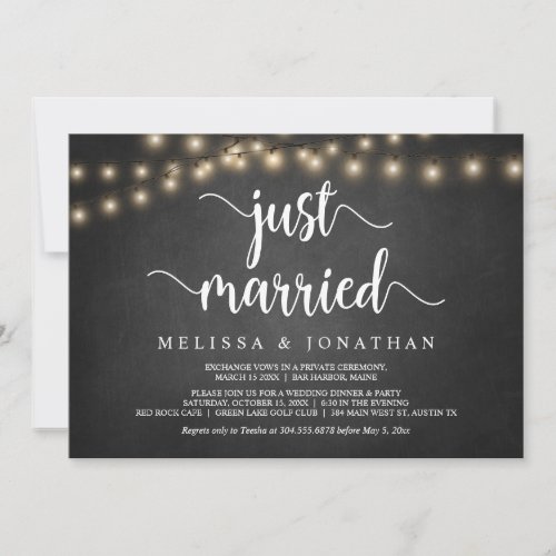 Just married Rustic Wood Wedding Elopement Invit Invitation